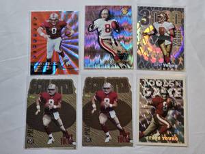lot 118 image: Lot of 6 Steve Young Premium Inserts Football Cards with Limited Edition and Holo Features.