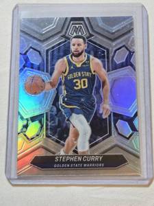 lot 124 image: Stephen Curry 2023-24 Panini Mosaic Silver Holo Prizm #3 - Golden State Warriors Basketball Card
