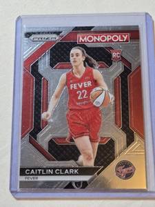 lot 127 image: Caitlin Clark Rookie 2024 Panini Monopoly Prizm #WNBA27 - Indiana Fever Basketball Card