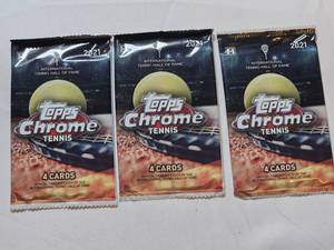 lot 136 image: Lot of 3 Tennis Trading Card Packs - Topps Chrome 2021