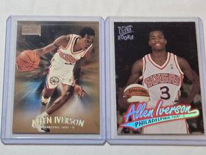 lot 144 image: Lot of 2 Allen Iverson Rookie Cards including Fleer Ultra Rookie and Collectors Choice.