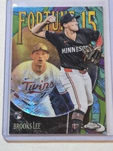 lot 149 image: Brooks Lee Rookie 2025 Topps Chrome Logoman Refractor #F15-14 - Minnesota Twins Baseball Card