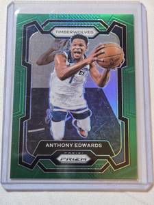 lot 159 image: Anthony Edwards 2023-24 Panini Prizm Green Prizm #108 - Minnesota Timberwolves Basketball Card