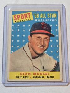 lot 170 image: Stan Musial 1958 Topps #476 - St. Louis Cardinals Vintage Baseball Card