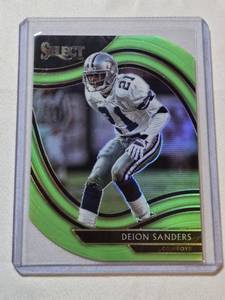 lot 179 image: Deion Sanders 2020 Panini Select Die Cut Green Refractor Prizm #321 - Dallas Cowboys Football Card