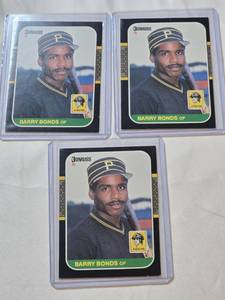 lot 181 image: Lot of 3 Barry Bonds Rookie Cards