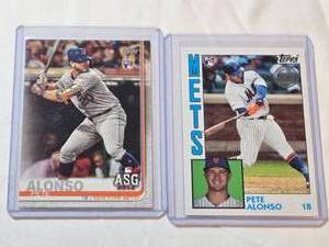 lot 189 image: Lot of 2 Pete Alonso Rookie Baseball Cards  2019 Topps ASG and Heritage Style - New York Mets Baseball Cards