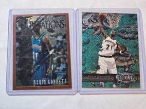 lot 195 image: Lot of 2 Kevin Garnett Basketball Cards including 1997 Topps Foundations and Skybox Premium