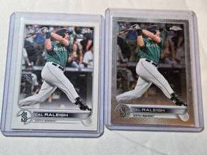 lot 199 image: Lot of 2 Cal Raleigh Rookie Cards - Seattle Mariners Baseball Cards