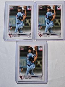 lot 209 image: Lot of 3 Joe Ryan Rookie Britain Versoin Baseball Cards - Minnesota Twins