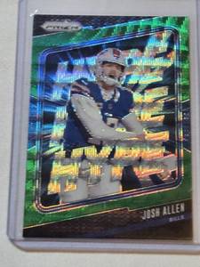 lot 223 image: Josh Allen 2024 Panini Prizm Green Wave Refractor #13 - Buffalo Bills Football Card