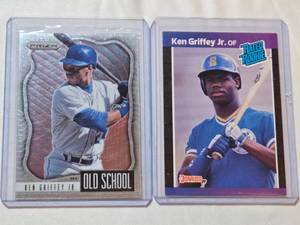 lot 224 image: Lot of 2 Ken Griffey Jr. Baseball Cards Including 1989 Donruss Rated Rookie and 2021 Panini Prizm Old School