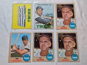 lot 237 image: Lot of 6 Minnesota Twins Vintage Baseball Cards Featuring Zoilo Versalles, Cal Ermer, and Bob Allison
