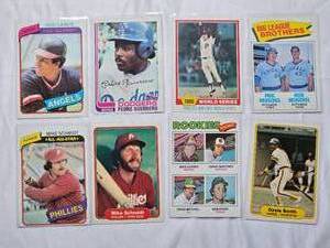 lot 251 image: Lot of 8 Baseball All Stars Cards Featuring Rod Carew, Pedro Guerrero, Mike Schmidt, Ozzie Smith, and Reuschel Brothers