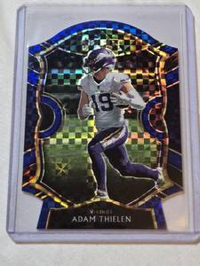 lot 252 image: Adam Thielen 2020 Panini Select Die Cut Blue Refractor Prizm #14 - Minnesota Vikings Football Card