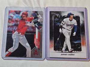 lot 257 image: Lot of 2 Shohei Ohtani Baseball Cards including Topps Chrome and Topps Night Terror Series.