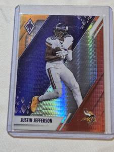 lot 260 image: Justin Jefferson 2021 Panini Phoenix Fire Burst #53 - Minnesota Vikings Football Card