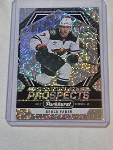lot 264 image: Brock Faber Rookie 2023-24 Parkhurst Prominent Prospects Insert #PP-BF - Minnesota Wild Hockey Card
