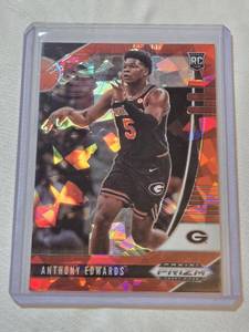 lot 265 image: Anthony Edwards Rookie 2020 Panini Prizm Cracked Ice #41 - Georgia Bulldogs Basketball Card