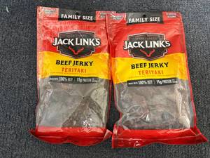 lot 196 image: 2 Family Sized Bags Of Jack Links Teriyaki Beef Jerky