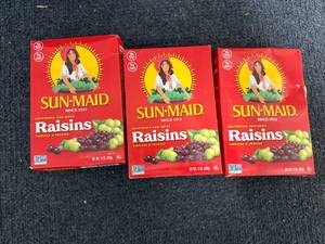 lot 222 image: 3 Boxes Of Sun-Maid Raisins