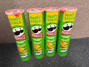 4 Party Sized Cans Of Sour Cream & Onion Pringles