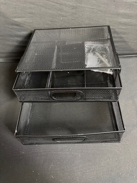 lot 191 image: SRJZMLY Under Desk Drawer Organizer - Metal No-Drill 2-Drawer Cabinet (HomeOffice)