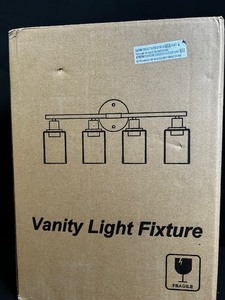 lot 211 image: Vanity Light Fixture - 4-Light Brass Finish