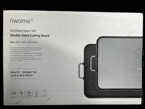 lot 216 image: riwome Stainless Steel 304 Double Sided Cutting Board - 290 x 420 x 20 mm