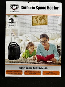 lot 219 image: Hussar Ceramic Space Heater 1500W - 3-Setting Thermostat & Auto Shutoff