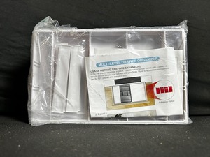 lot 254 image: Multi-Level Drawer Organizer - White Plastic, 3-Level Stackable Storage Tray