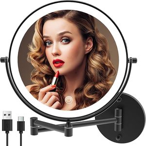 lot A-246 image: Makeup Vanity Mirror - 10x Magnification LED Ring Light, Adjustable Swing Arm
