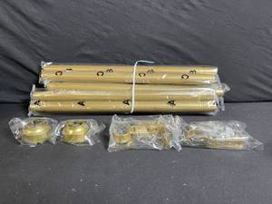 lot 290 image: YAJUXIU Rustic Curtain Rod Set - 30-120 Inches - Gold