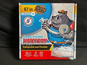 lot 281 image: Hippo Dam Shower Threshold Water Dam - 67 in, Transparent, Collapsible & Flexible