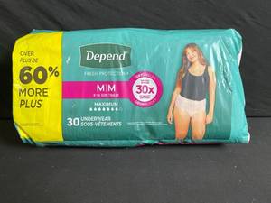 lot 288 image: Depend MM 8-16 Underwear - 30-Count Pack (Fresh Protection)