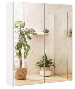 lot 107 image: Giantex Medicine Cabinet, 24.5 x 25.5 Bathroom Wall Cabinet with 2 Mirror Door