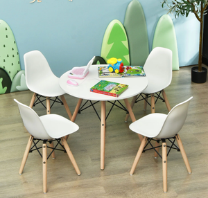 lot 202 image: Costway 4 PCS Kids Chair Set Mid-Century Modern Style Dining Chairs w Wood Legs