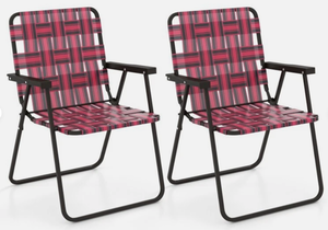 lot 203 image: 2PCS Patio Lightweight Folding Beach Chair Camping Lawn Webbing Chair Portable