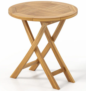 lot 205 image: Patio Teak Wood Dining Table with Slatted Tabletop and Sturdy X-Shaped Frame