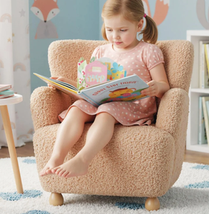 lot 210 image: Sherpa Kids Sofa Comfy Toddler Armchair With Solid Rubber Wood Legs