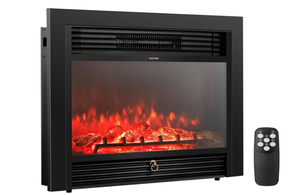lot 40 image: COSTWAY Electric Fireplace Inserts 28.5-inch Wide, 750W1500W Wall Recessed and Freestanding Fireplace with 3 Flame Colors, 5 Brightness Settings, 8H Timer, Remote Control, Heater for Indoor Use