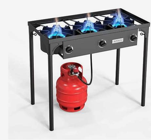 lot 63 image: ROVSUN 3 Burner Outdoor Propane Gas Stove, 225,000 BTU High Pressure Stand Cooker