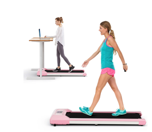 lot 64 image: SuperFit 0.6-3.8MPH Walking Pad Under Desk Treadmill with Remote Control and LED Display Pink