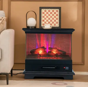 lot 75 image: Costway 27 Inch Freestanding Fireplace with Remote Regulation, Midnight Black, FP10560US-DK