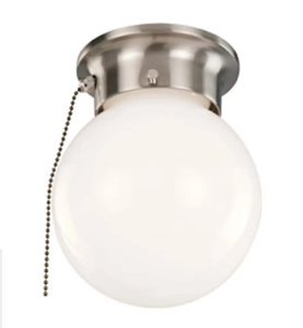 lot 163 image: Design House 6 Wide Flush Mount Globe Ceiling Fixture Satin Nickel