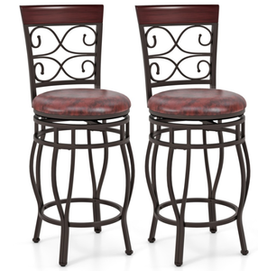 lot 212 image: Set Of 2 26 Inch Bar Stool With Backrest And Footrest-Brown