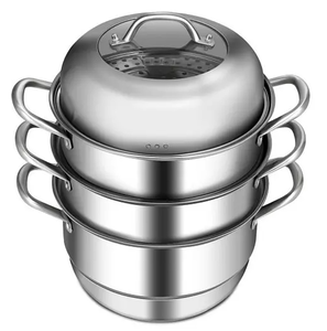 lot 214 image: Costway 3 Tier Wood Stainless Spring Steel Cookware Pot Saucepot Sgrouper, KC49465