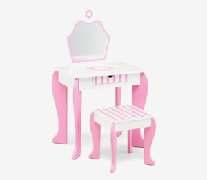 lot 216 image: Costway 2 in 1 Toddler Vanity Set with Deatachable Top and Cute Flower Patterns