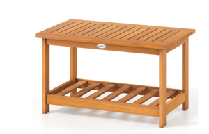 lot 217 image: BABOOM Patio Acacia Wood Coffee Table 2-Tier Rectangular Center Table Rectangle Outdoor Coffee Table 18-in W x 29.5-in L