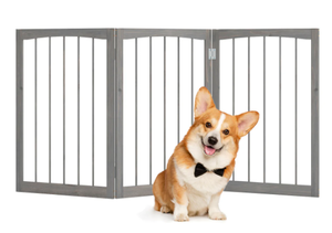 lot 226 image: 30 Inch Tall Wooden Pet Fence for Cats Small and Medium Dogs-Gray